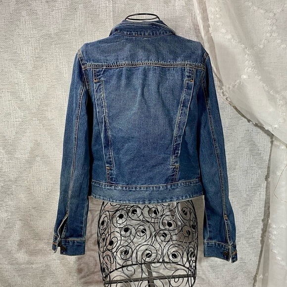 Free People fitted indigo button up denim jacket size S - Picture 7 of 11
